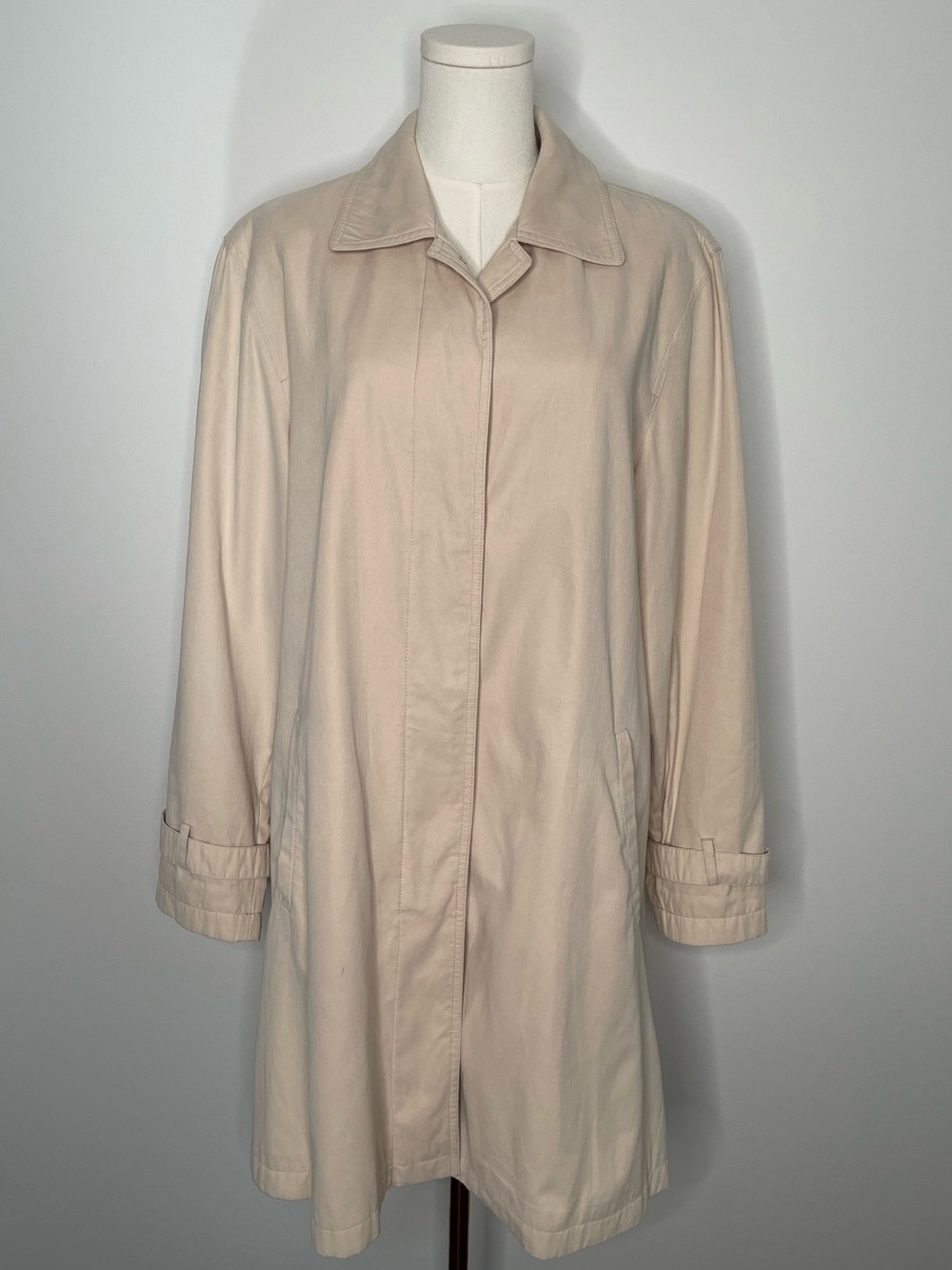 Vintage Jones New York Beige Trench Coat Large Sand Minimalist Classic